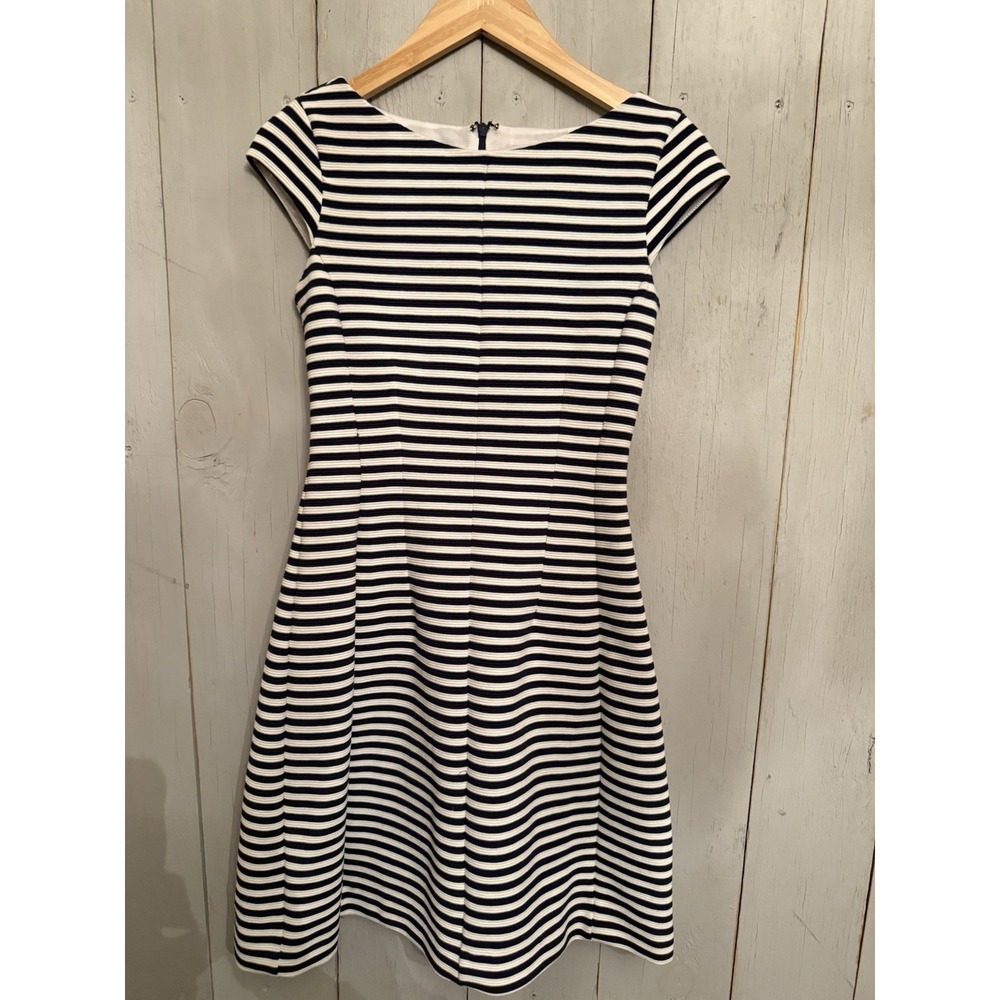 Lilly Pulitzer Dress Briella Navy White Stripe Cap Sleeve Zip Back A‎ Line XS - Picture 4 of 11